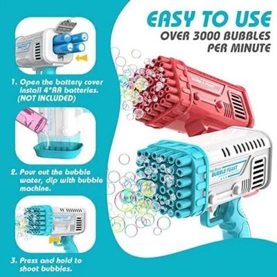 Electric Bubble Gun for Kids, 36 Hole, Pink & Green