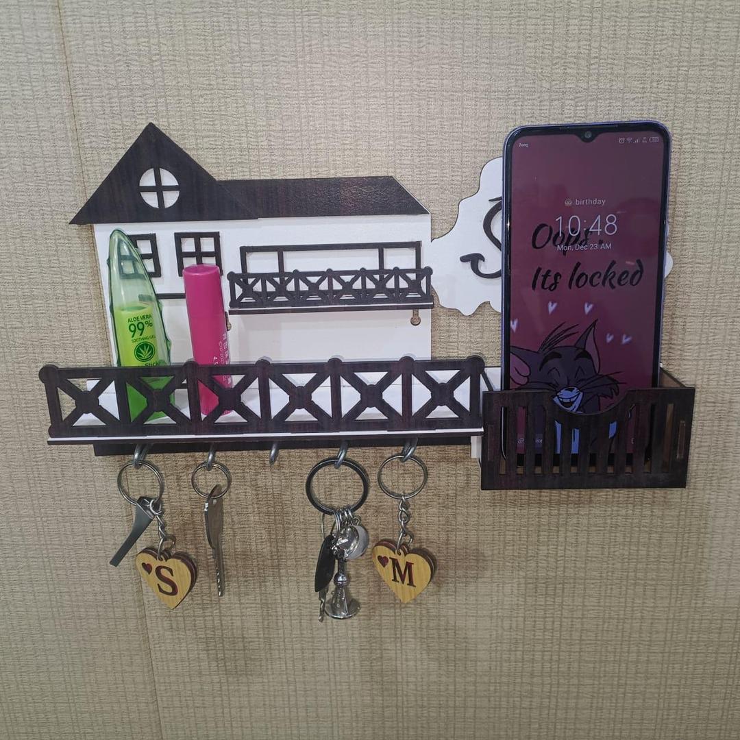Modern 3D Wooden Key Holder Sweet Home Decor