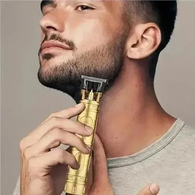Rechargeable Men's Hair Trimmer Gold Stainless Steel 4 Combs