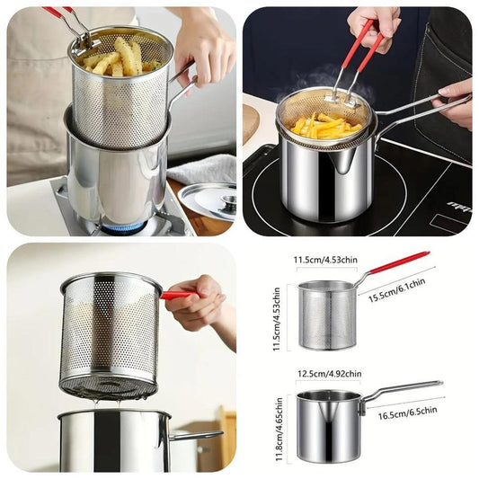Stainless Steel Fries Strainer Pot Set of 2