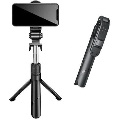 Black Foldable Selfie Stick with Bluetooth Remote