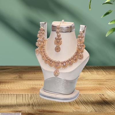 Bridal Gold Plated Crystal Necklace Set Adjustable Golden