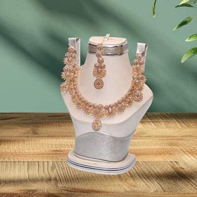 Bridal Gold Plated Crystal Necklace Set Adjustable Golden