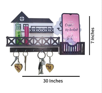 Modern 3D Wooden Key Holder Sweet Home Decor
