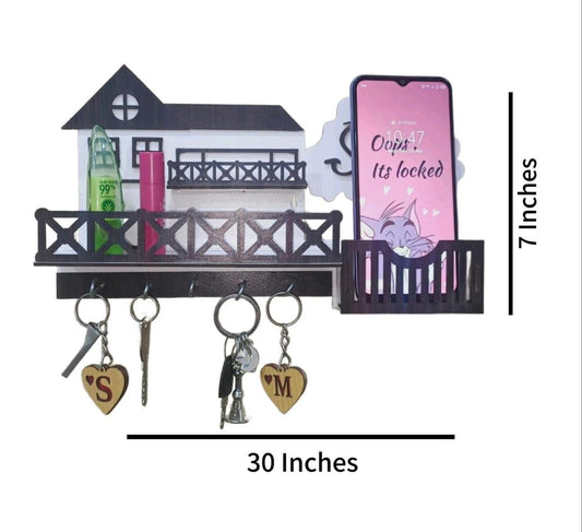 Modern 3D Wooden Key Holder Sweet Home Decor
