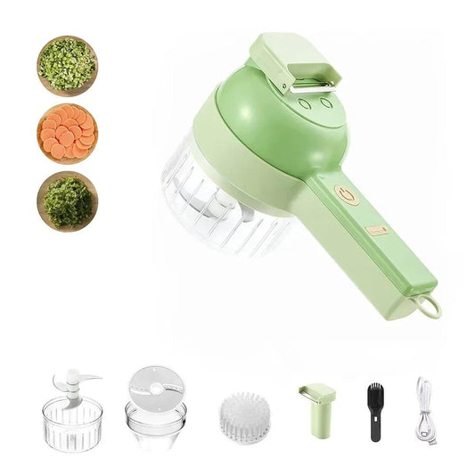 Electric Chopper Slicer Set Green Portable Kitchen Gadgets