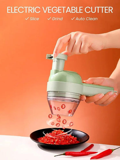 Electric Chopper Slicer Set Green Portable Kitchen Gadgets