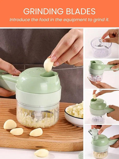 Electric Chopper Slicer Set Green Portable Kitchen Gadgets