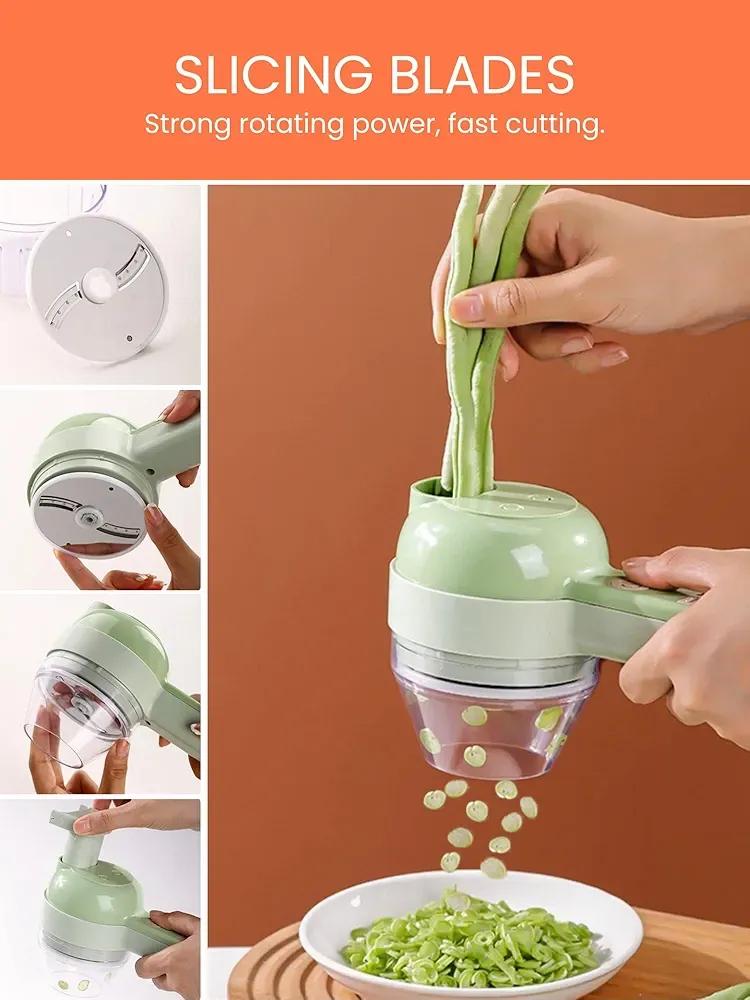 Electric Chopper Slicer Set Green Portable Kitchen Gadgets