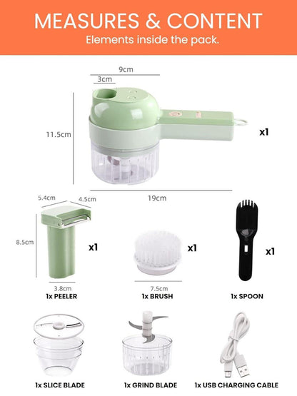 Electric Chopper Slicer Set Green Portable Kitchen Gadgets