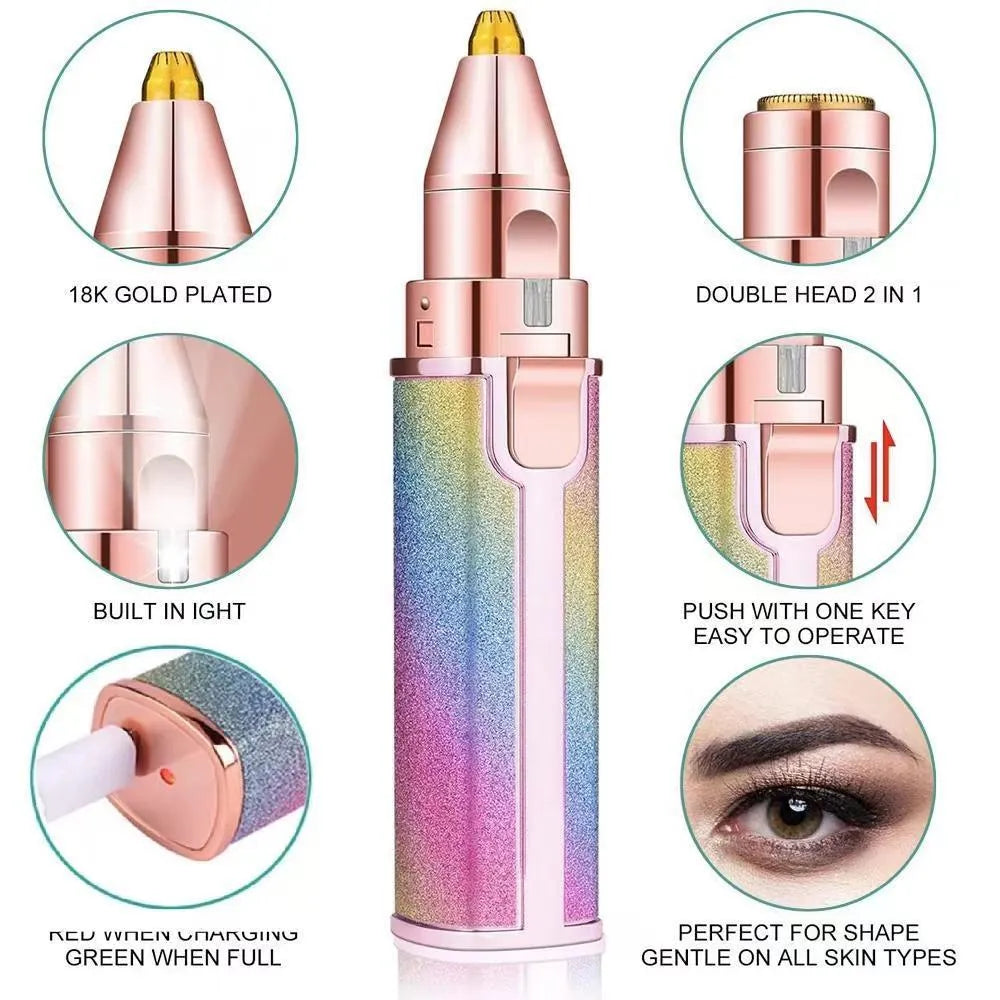 Rechargeable Eyebrow Trimmer with LED Light for Women