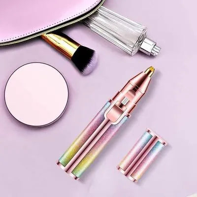 Rechargeable Eyebrow Trimmer Pink ABS Double Head 18K Gold