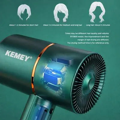 Kemei KM-9826 Professional Hair Dryer – Powerful Fast Drying Hair Dryer with Nozzle Attachment