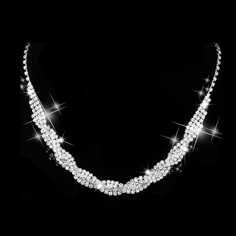Rhinestone Necklace & Earrings Set Wedding Jewelry