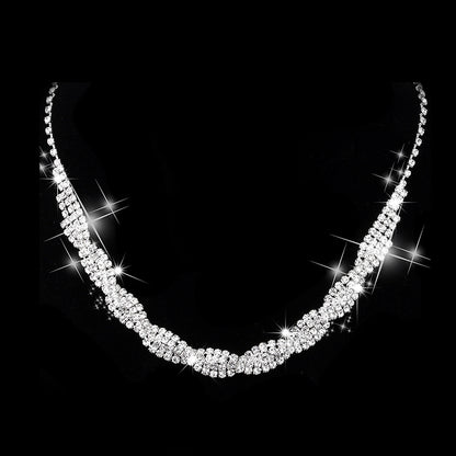 Rhinestone Necklace & Earrings Set Wedding Jewelry