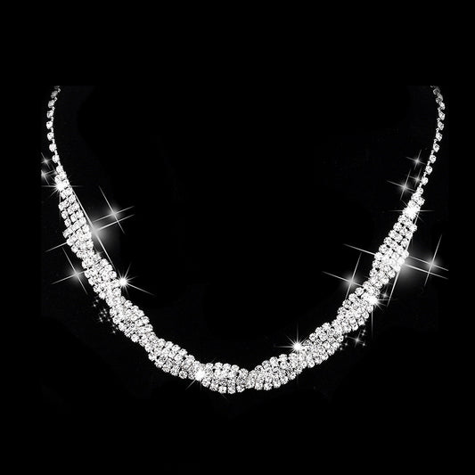 Rhinestone Necklace & Earrings Set Wedding Jewelry