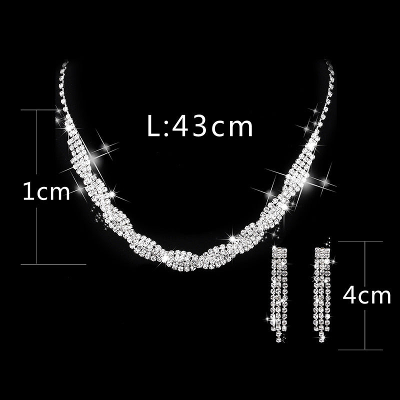 Rhinestone Necklace & Earrings Set Wedding Jewelry