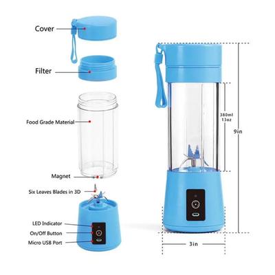 Portable USB Mini Electric Juicer Mixer 380ml ABS Plastic