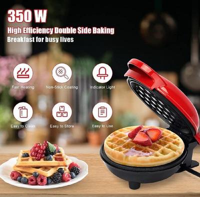 Red Electric Waffle Maker 350W for Home Use