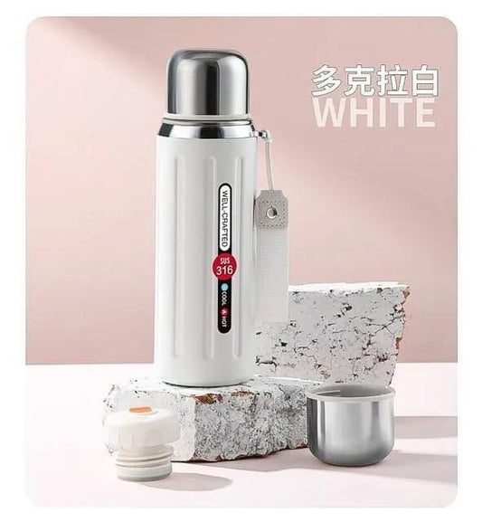 600ml Stainless Steel Insulated Water Bottle White