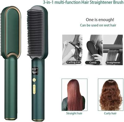 Portable Hair Straightener Comb for Curly or Straight Hair